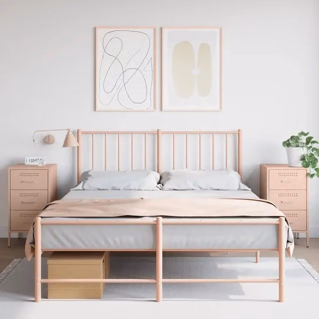 Set di 2 comodini vidaXL in metallo rosa opaco L/P/H: 36 x 39 x 68 cm
