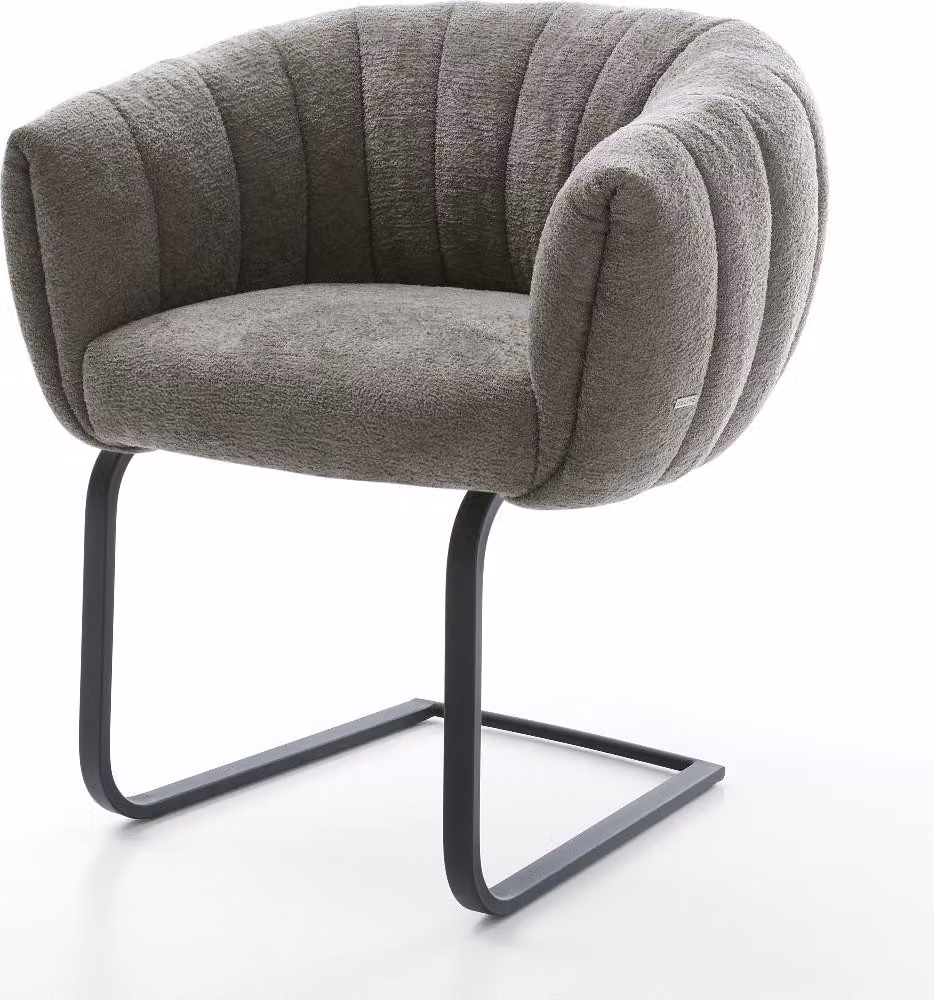 DELIFE Sedia a sbalzo Jada-Flex Bouclé Soft Fango Sedia a sbalzo piatta Nero Molle insacchettate