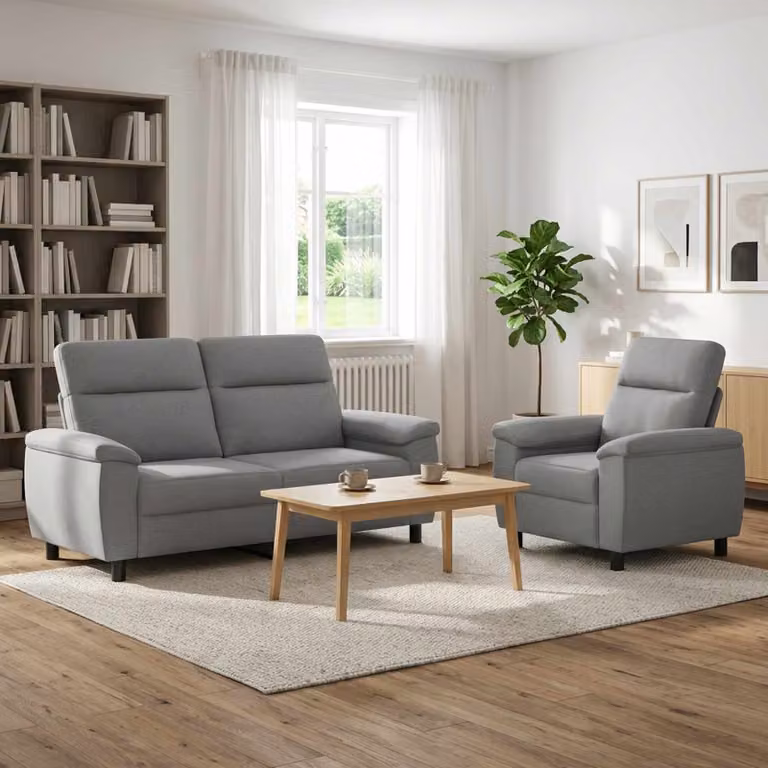 Set di 2 divani moderni vidaXL in tessuto grigio con struttura in metallo per il tuo soggiorno