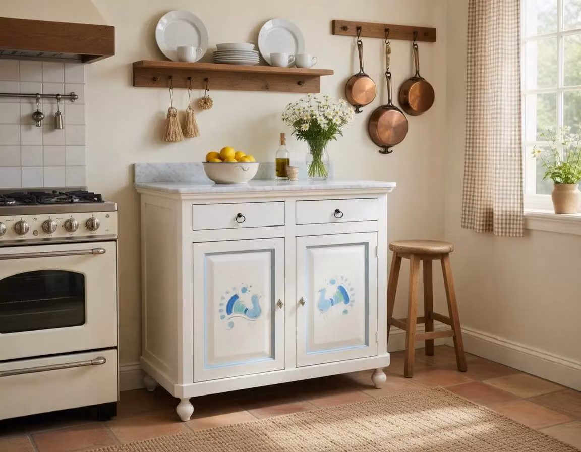 Madia credenza shabby chic in legno con 2 porte bianco Mobili 2G L/P/H: 103 x 43 x 98 cm – 2