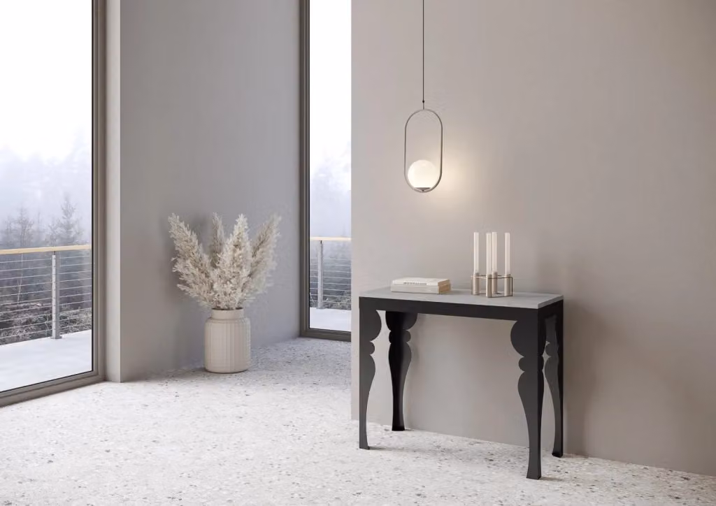 Consolle Allungabile Moderna GIORDANOSHOP in Nobilitato Grigio L/P/H: 90-196 x 40 x 77 cm – 2