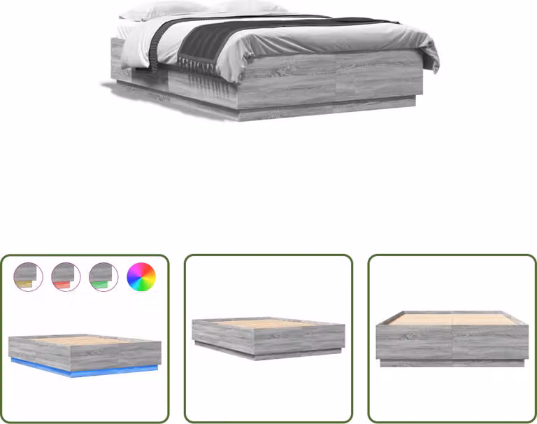 The Living Store Giroletto con LED Grigio Sonoma 150x200 cm Materiale a base di legno