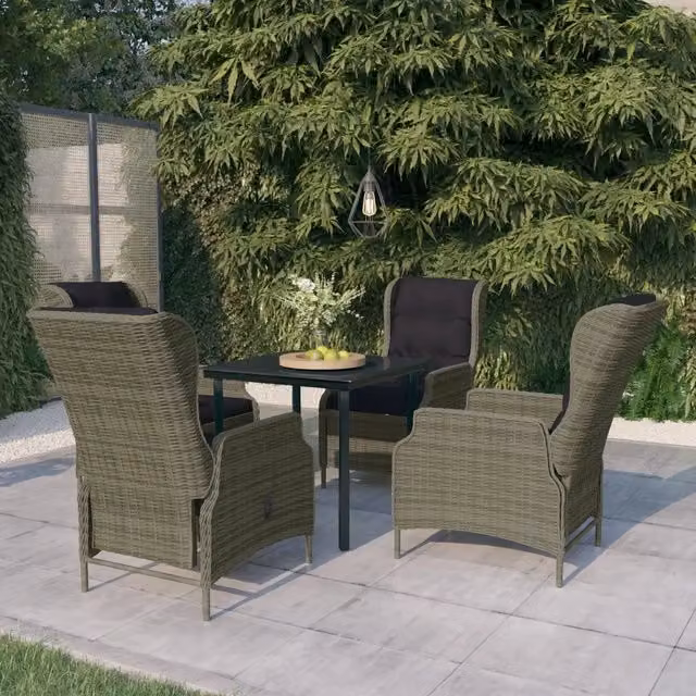 Set da Pranzo da Giardino Moderno vidaXL in Metallo e Vetro Marrone e Nero