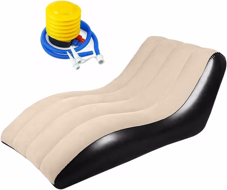 Divano gonfiabile, divano ad aria per campeggio, superficie floccata portatile, forma ergonomica a S