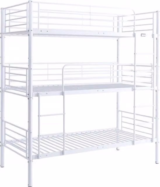 Letto a castello triplo in metallo "Havin" - 90 x 190 cm - Bianco