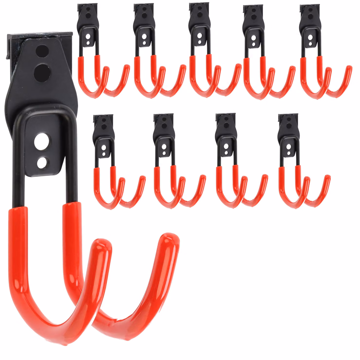 Ganci curvi per utensili - Set da 10 pezzi - 11 cm - Capacità di carico 30 kg - Adatti per seghe e falci - Ideali per l'organizzazione in garage