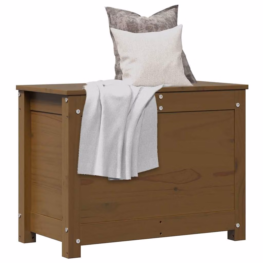 Contenitore portaoggetti vidaXL in legno massello di pino color marrone, stile rustico, L: 60 cm, P: 32 cm, H: 45,5 cm