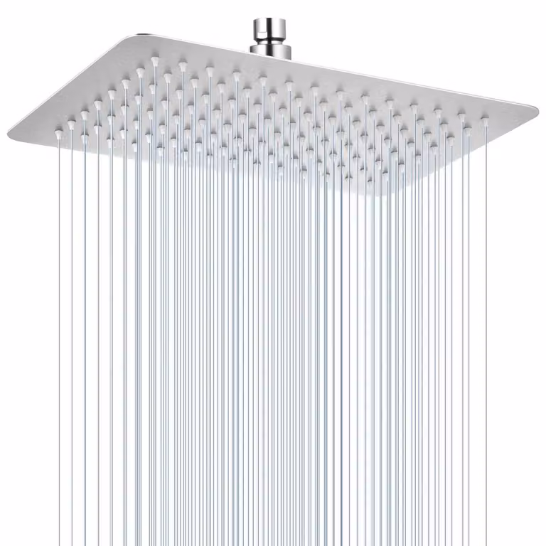 Doccia a soffione da incasso, 30x20 cm, acciaio inossidabile 304 spazzolato, finitura nickel
