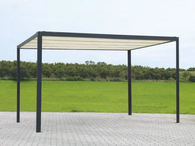 Gazebo pergola Milwaukee in alluminio con telo elettrico nero L: 300 cm, P: 300 cm, H: 230 cm – 1
