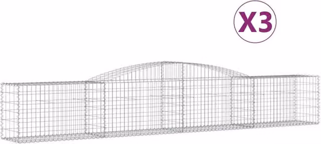Cesti Gabbioni ad Arco 3 pz 400x50x60/80 cm Ferro Zincato