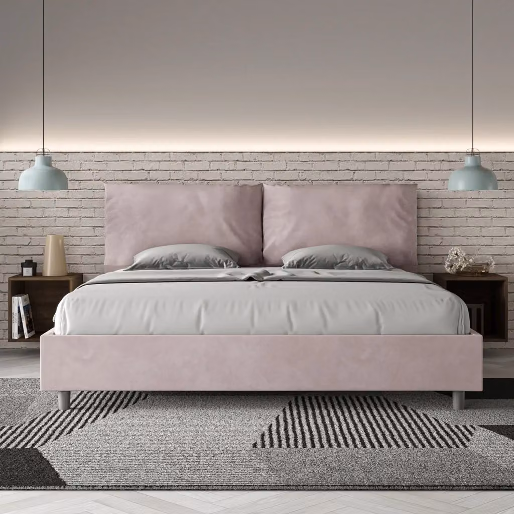 Letto Matrimoniale King Size Antea Large con Contenitore e Rete, Imbottito in Microfibra, Colore Glicine, L/P: 200 x 200 cm – 2