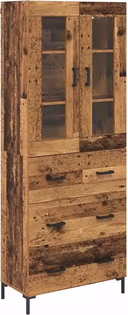 Credenza con cassetto 2 pz | Madia | Buffet da pranzo | Armadio da pranzo Legno vecchio Legno multistrato