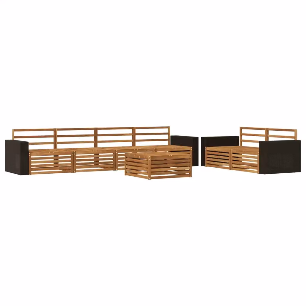 Set di divani da esterno a forma di U con tavolo da caffè vidaXL in legno di acacia massello marrone, 7 pezzi – 2