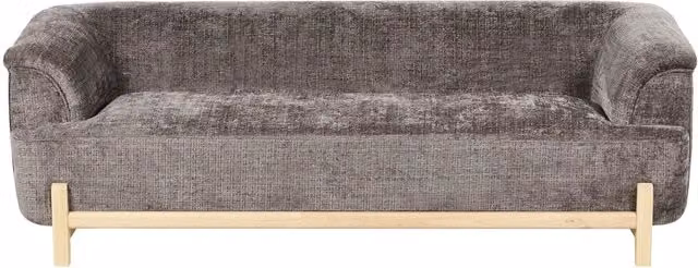 Divano a 3 posti moderno BELIANI in tessuto marrone e grigio con gambe in legno per soggiorno L: 205 cm, H: 85 cm, P: 49 cm – 1