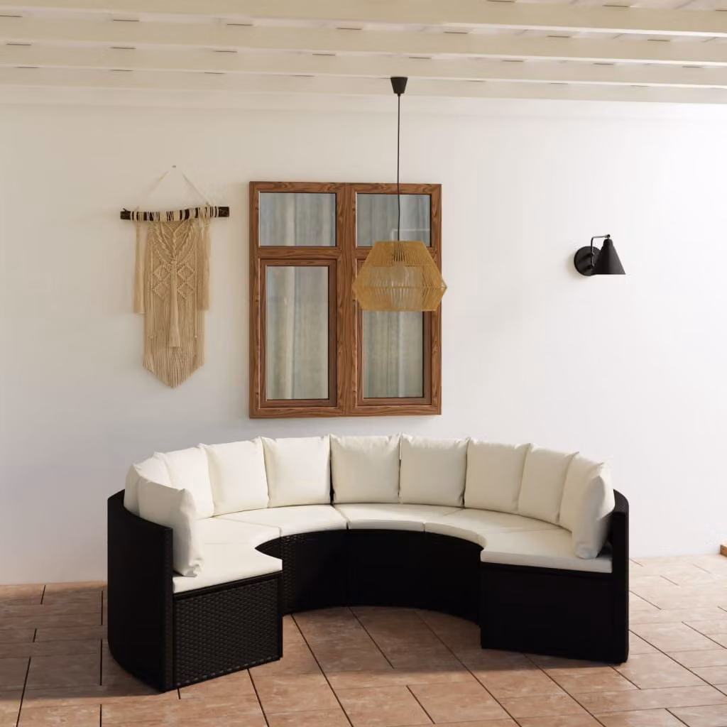 Maison Exclusive - Set da giardino composto da 6 pezzi con cuscini in rattan sintetico nero