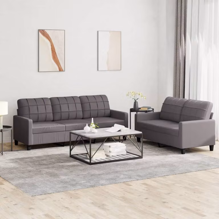 Maison Exclusive - Set divano 2 pezzi con cuscini, in ecopelle grigia