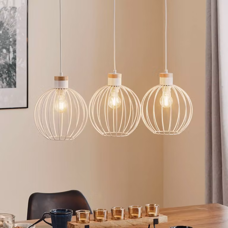Lampada a sospensione Barbado 3 EMIBIG LIGHTING, dimmerabile, Bianco / Opale, Soggiorno / Sala da pranzo, Metallo, Moderno, Lampada a sospensione