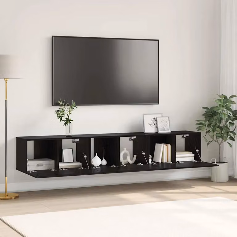 Set mobile TV moderno vidaXL in 3 pezzi nero e legno MDF
