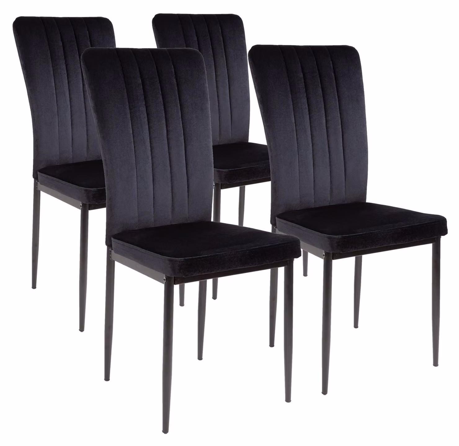 Sedie per sala da pranzo Albatros con rivestimento in velluto, set di 4 MODENA, nero - Elegante design vintage, elegante sedia da pranzo imbottita - Sedia da cucina o da sala da pranzo con elevata capacità di carico
