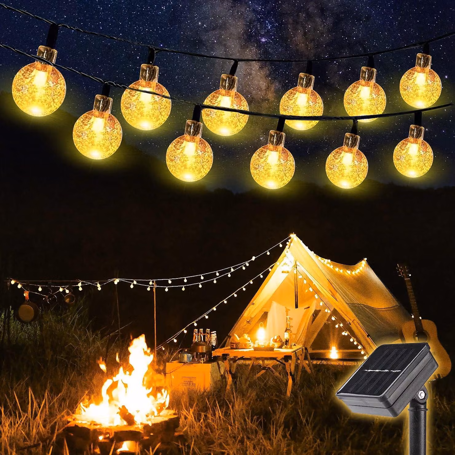Catena luminosa da 5 metri, alimentata a energia solare, adatta per interni ed esterni