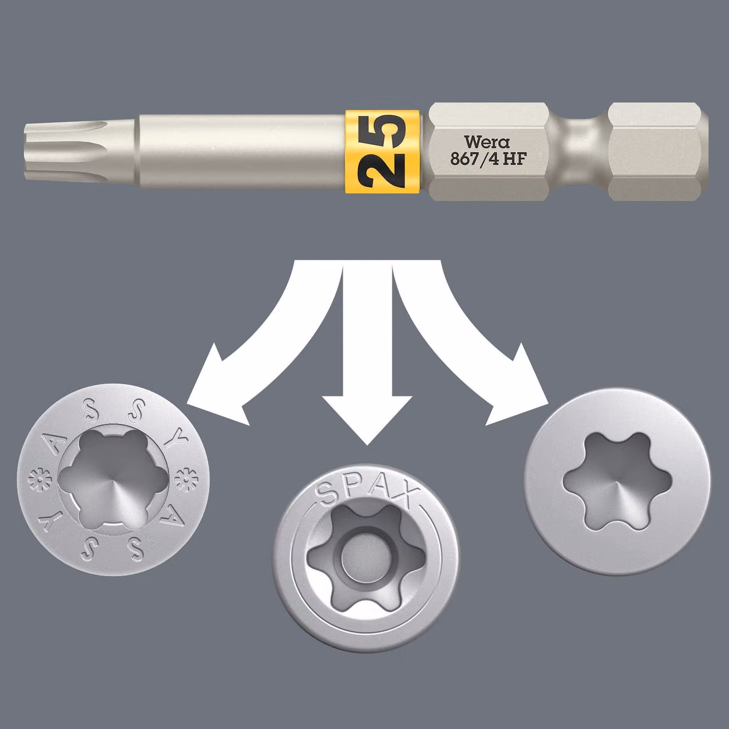 Bit 867 TORX® HF 1/4 di pollice TX 8 L.50mm con sistema di codifica a colori WERA