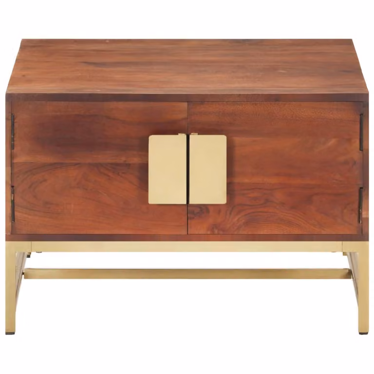 Tavolino Salotto Marrone ambra 67x67x45cm Legno Massello Acacia