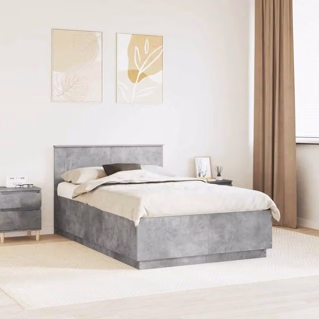 Struttura del letto con testiera-Giroletto con Testiera Grigio cemento 120 x 190 cm 685152