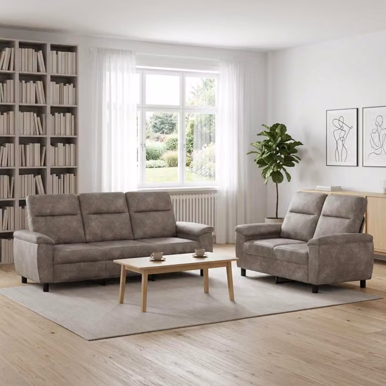 Set di 2 divani moderni vidaXL in pelle sintetica grigia con struttura in metallo per il tuo soggiorno