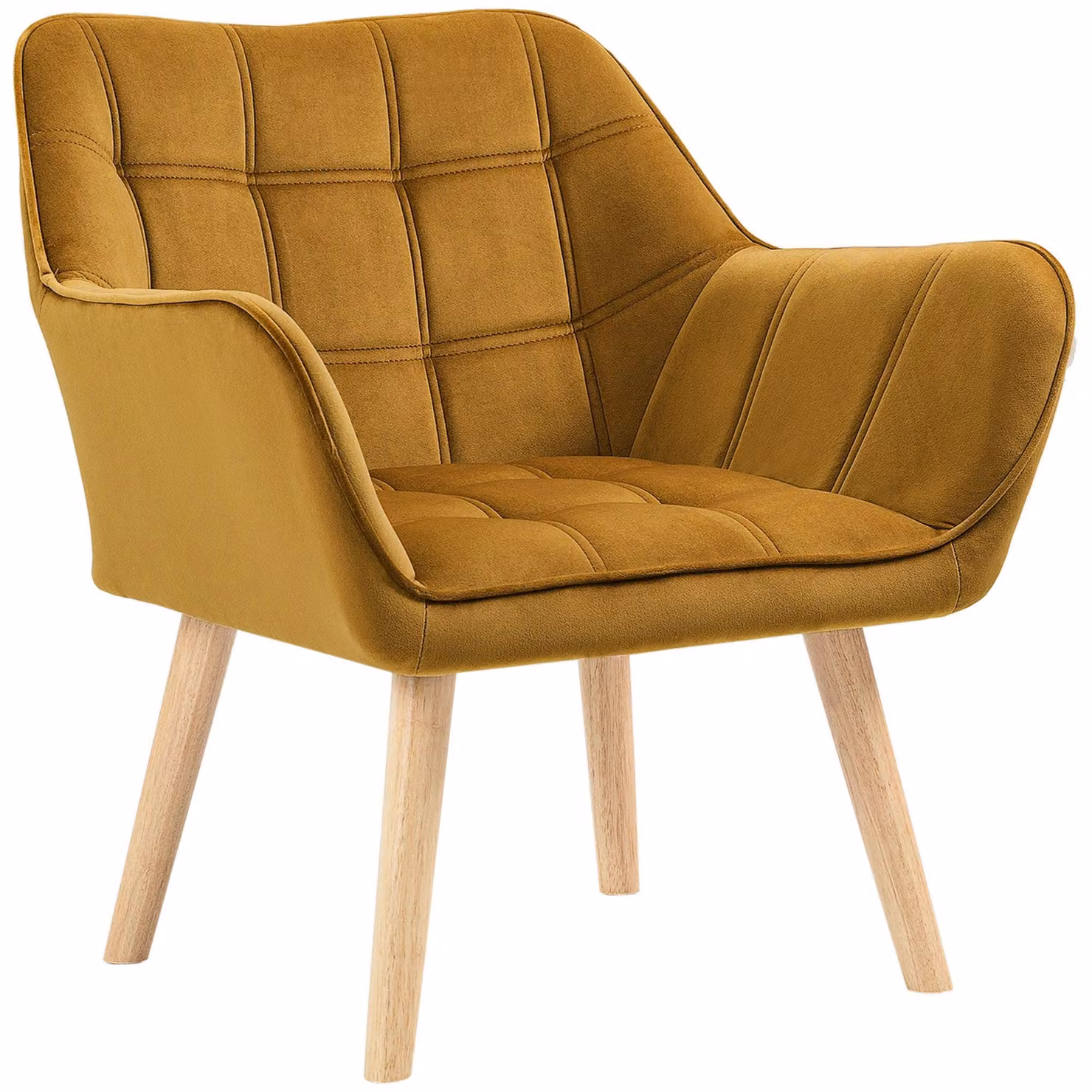 Poltrona – Divano a una piazza – Poltrona imbottita – Poltrona relax – Sedia scandinava – Rivestimento in velluto giallo – Peso massimo: 120 kg