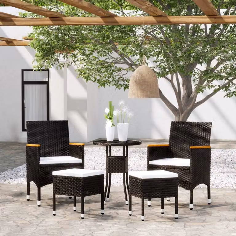 Maison Exclusive - Set da giardino da 5 pezzi in rattan sintetico nero