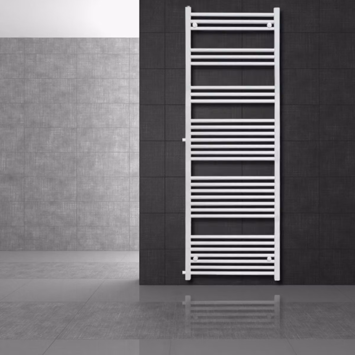 Radiatore da bagno LuxeBath Attacco laterale 600x1800 mm Bianco Dritto con valvola termostatica integrata Radiatore da ristrutturazione Scaldasalviette, senza resistenza elettrica
