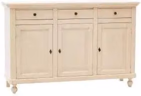 Credenza madia buffet napoletana in legno Shabby chic avorio anticato 3 ante
