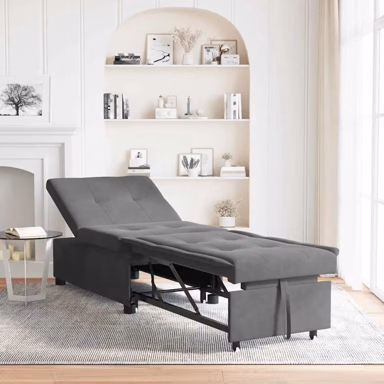 Divano Letto Estraibile vidaXL in Microfibra Grigio L: 194 cm, P: 67 cm, H: 82 cm