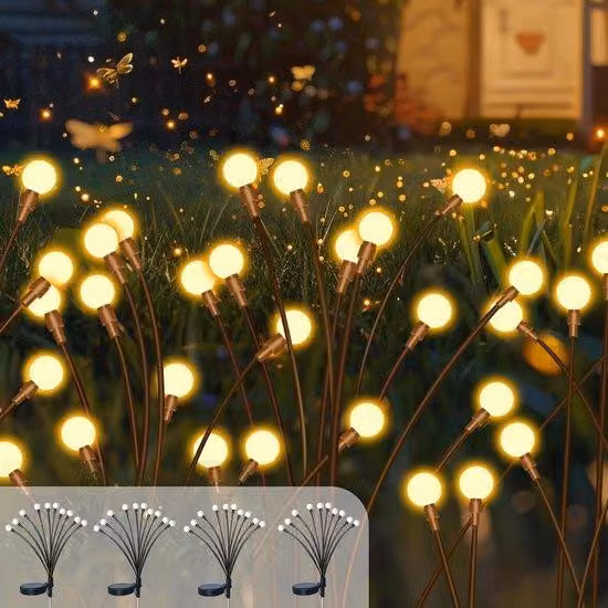 Luci solari impermeabili, set da 4, 10 LED, decorative, per giardino e terrazza