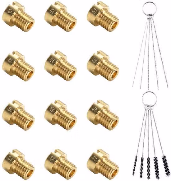 Kit di pulizia per carburatori di scooter e motociclette - 12 pezzi - in ottone - lunghezza 8 mm