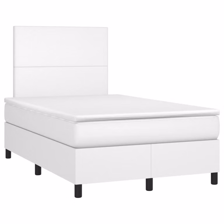 Giroletto a Molle con Materasso Bianco 120x190 cm in Pelle finta