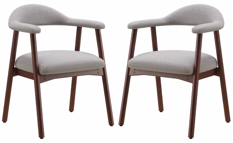 Set di 2 moderne sedie da pranzo in stile scandinavo, con seduta imbottita per un maggiore comfort, gambe in legno massello, schienale ergonomico che avvolge la schiena, colore grigio