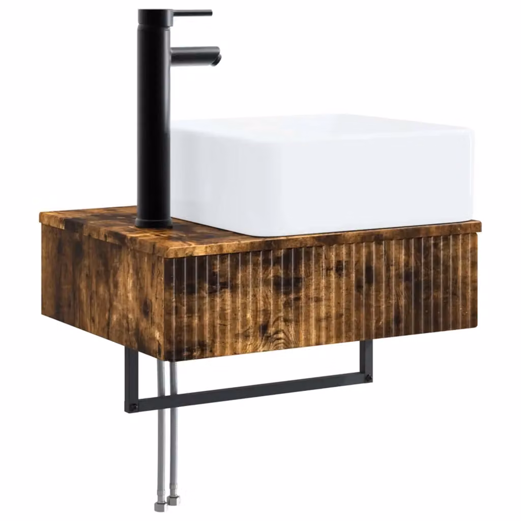 Lavabo da parete moderno vidaXL in rovere fumo, L: 50 cm, P: 41 cm, H: 39 cm – 2