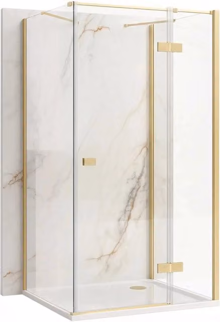 Cabina Doccia Rea Atlas Quadrata con Vetro e Finitura Brush Gold Destra 80x80 cm