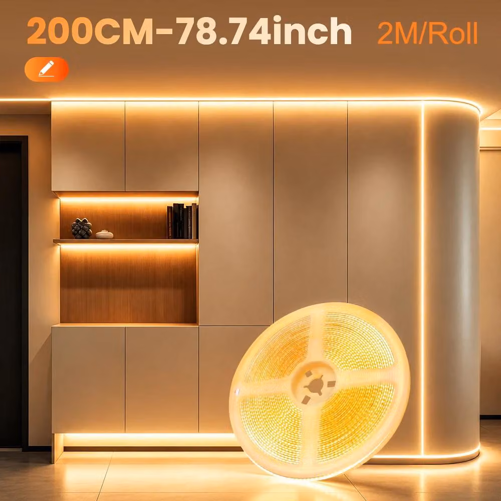 Striscia LED COB - 2 metri - Bianco caldo - Controllo tramite app - Telecomando - Dimmerabile - Funzione timer - Tagliabile