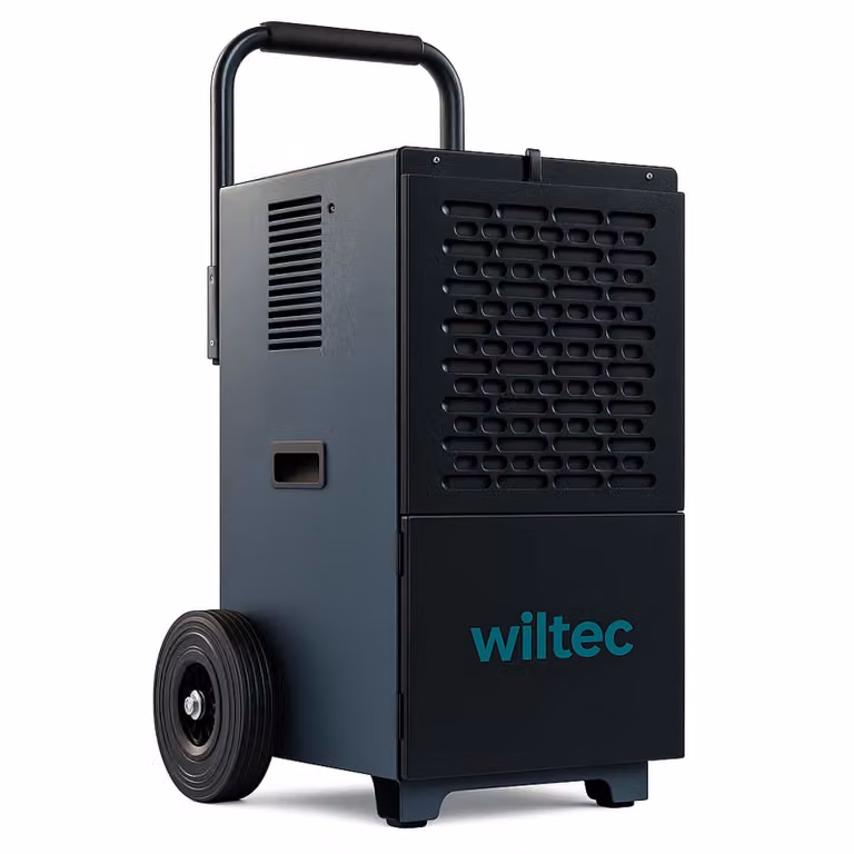 Deumidificatore edile Wiltec fino a 50 l/giorno, deumidificatore 650 W, deumidificatore per ambienti con serbatoio da 7 l, deumidificatore per ambienti con timer 24 ore su 24, deumidificatore per danni da acqua