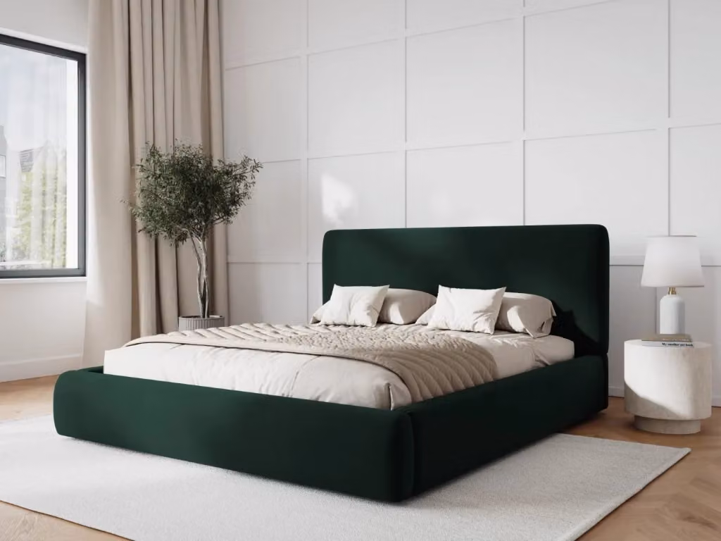 Letto con cassettone e testiera Colonel Cosmopolitan Design in velluto verde bottiglia L/P: 180 x 200 cm – 2