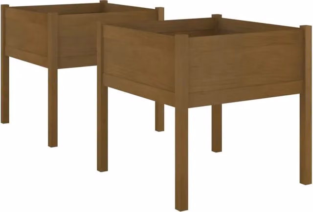 Fioriera rialzata per piante fiori giardino terrazze set da 2 70 x 70 x 70 cm legno di pino massiccio marrone 02_0039005