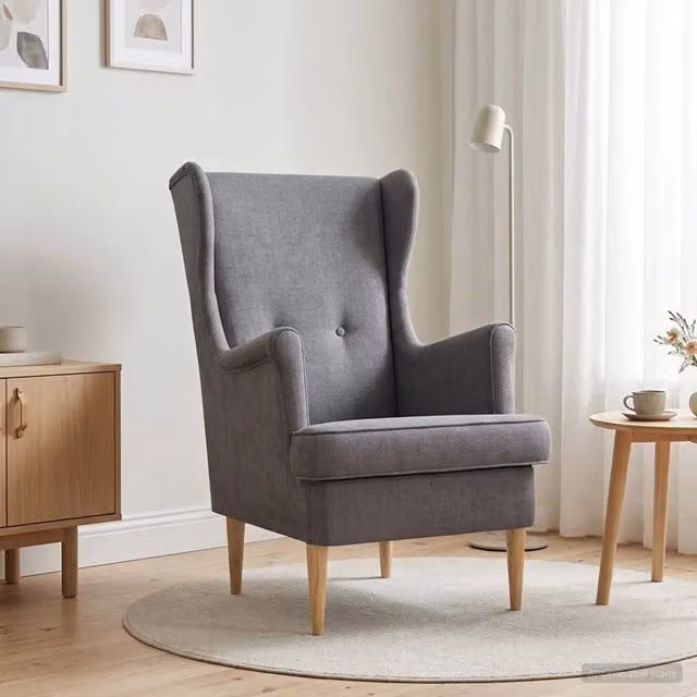 Poltrona-Divano ARES Grigio Chiaro con Braccioli e Struttura in Metallo per Soggiorno e Camera da Letto L/P/H: 79 x 45 x 65 cm – 1