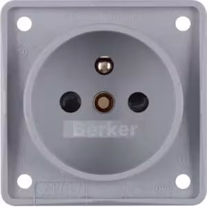 Berker 961952506 Presa di corrente con spinotto di messa a terra grigio, inserti Integro opachi
