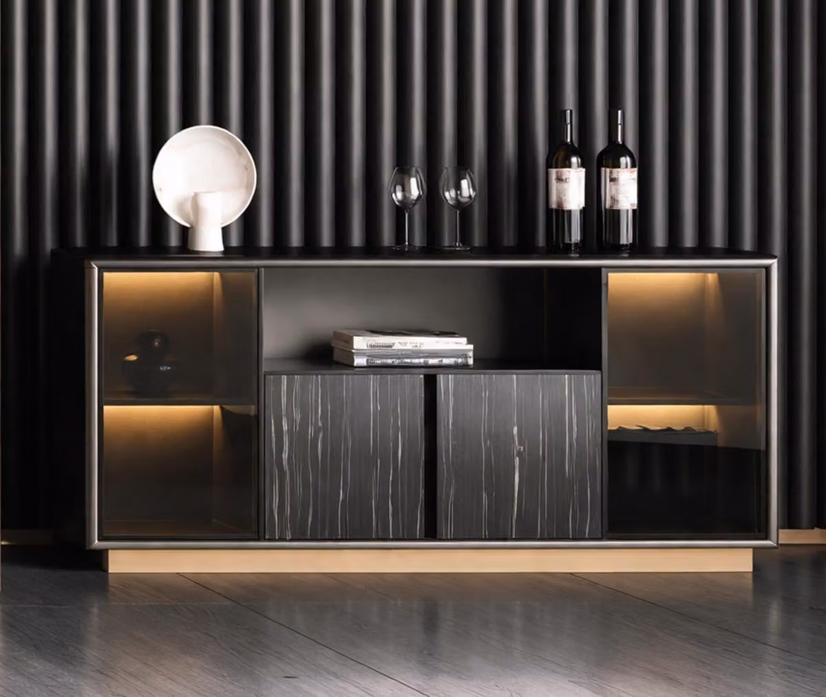 Elegante credenza nera - Lussuosi mobili contenitori - Mobili in legno pregiato