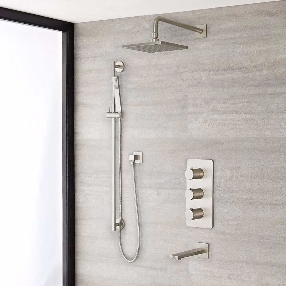 Set Doccia Termostatica Hudson Reed con Soffione e Doccetta in Nichel Spazzolato
