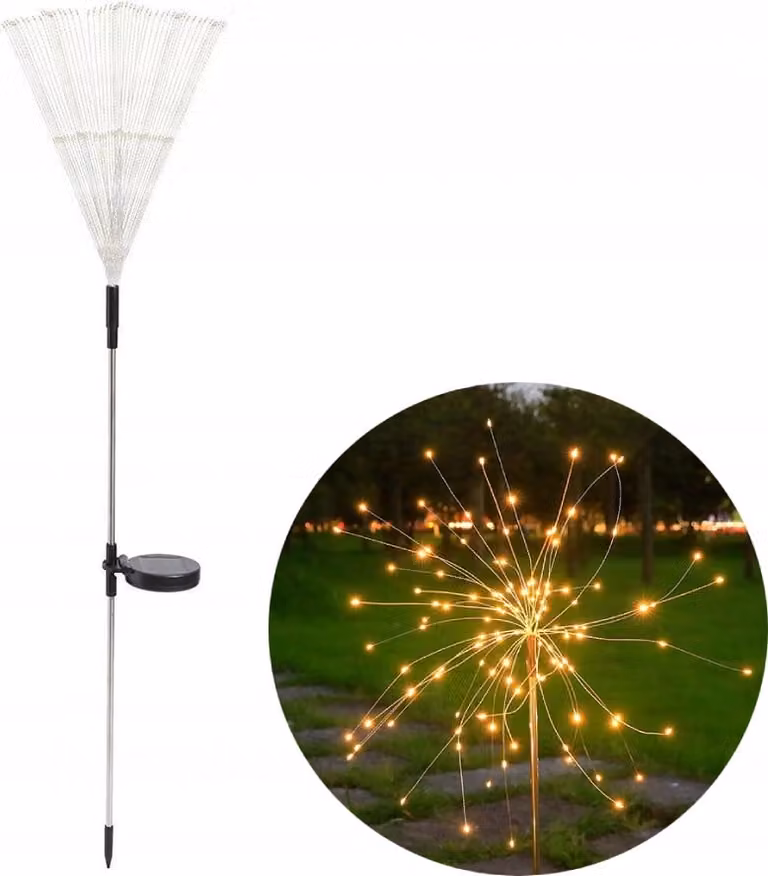 Lampada Solare Fuochi D'artificio Colorati 200 Led Vacanza Decorativa