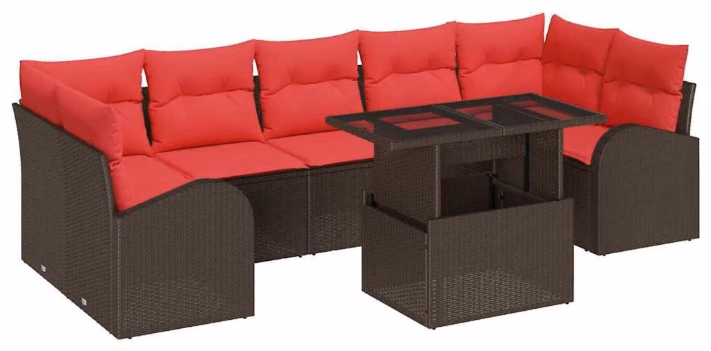 Set Divano da Giardino 8 pcs Marrone polyrattan