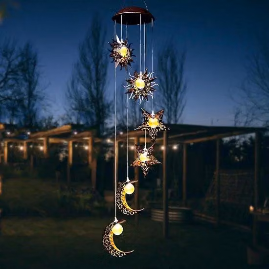 Lampada da esterno a energia solare con lampadina a LED dall'effetto luce lunare e motivo a stelle